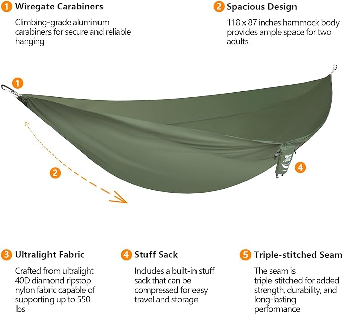 anymaka Set Up in 3 Seconds Hammock Stand - 550 LBS Capacity - Portable Hammock Stand Stable on Any Terrain, Weather Resistant Forest Green