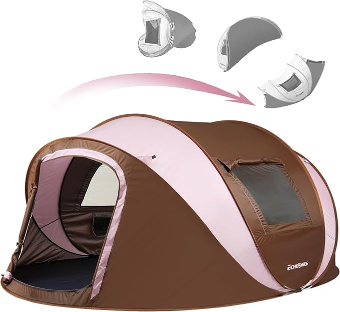 EchoSmile Instant Pop Up Camping Tent, 2/4/6 Person, Easy Setup Tent, Water Resistant Dome, Portable with Carry Bag