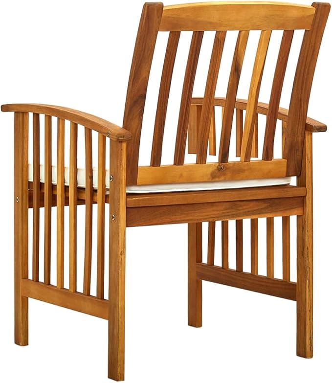(Fast Shipment) Patio Dining Chairs, Outdoor Chairs, for Camping Pool Beach Deck, Lawn Chair Patio Dining Chairs 3 pcs with Cushions Solid Acacia Wood