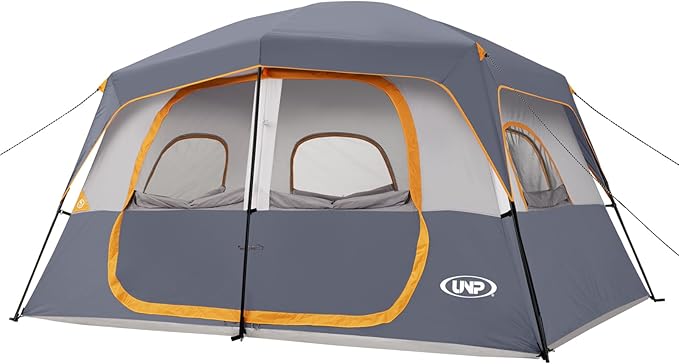 UNP 2/4/6/8 Person Tent, Portable Cabin Tent, Camping Tent 4-Person Easy Set Up, Waterproof with Top Rainfly for Outdoor Camping/Hiking