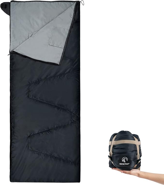 REDCAMP Ultra Lightweight Sleeping Bag for Backpacking, Hiking, Comfort for Adults Warm Weather, with Compression Sack
