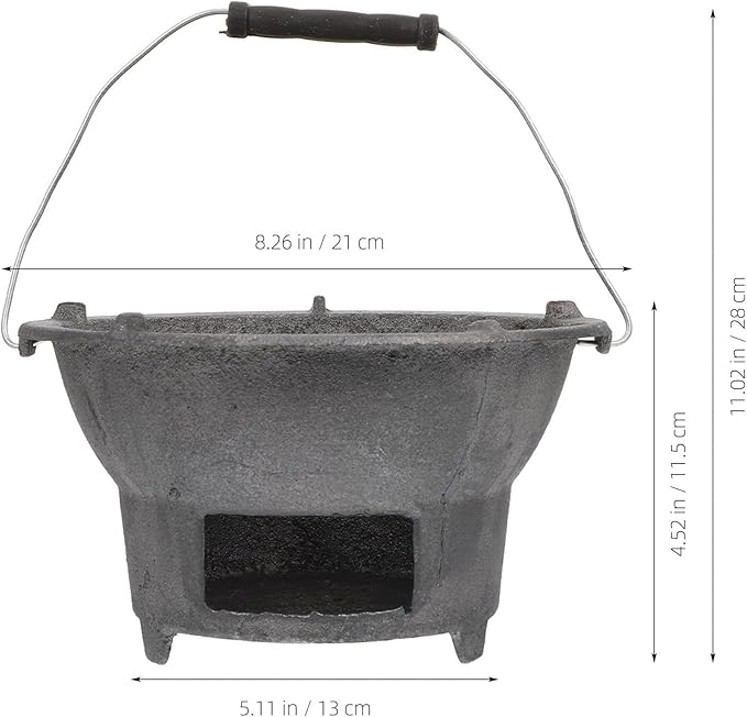 Cast Iron Charcoal Grill Japanese Tabletop BBQ Grill Mini Portable Hibachi Indoor Stove Camping Barbecue Tool BBQ Charcoal Stove 20cm