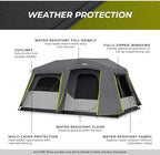 CORE Instant Cabin Tents | 6 Person / 9 Person / 10 Person / 12 Person Family Cabin Multi Room Pop Up Tents Car Camping | Included Storage Pockets for Camping Accessories
