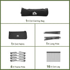 Night Cat Camping Cot Bed - Portable Folding Sleeping Cots for Adults 1-Person Outdoor Elevated Off-Ground Beds Easy Set-up Army Sleeping Bed 87"x28"