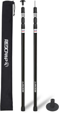 REDCAMP Aluminum Adjustable Camping Tarp Poles, Set of 2, 36in to 90in Telescoping Lightweight Waterproof Tent Poles, Multi-Purpose Extension Paint Roller/Gutter Cleaning/Duster Pole, Black