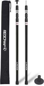 REDCAMP Aluminum Adjustable Camping Tarp Poles, Set of 2, 36in to 90in Telescoping Lightweight Waterproof Tent Poles, Multi-Purpose Extension Paint Roller/Gutter Cleaning/Duster Pole, Black