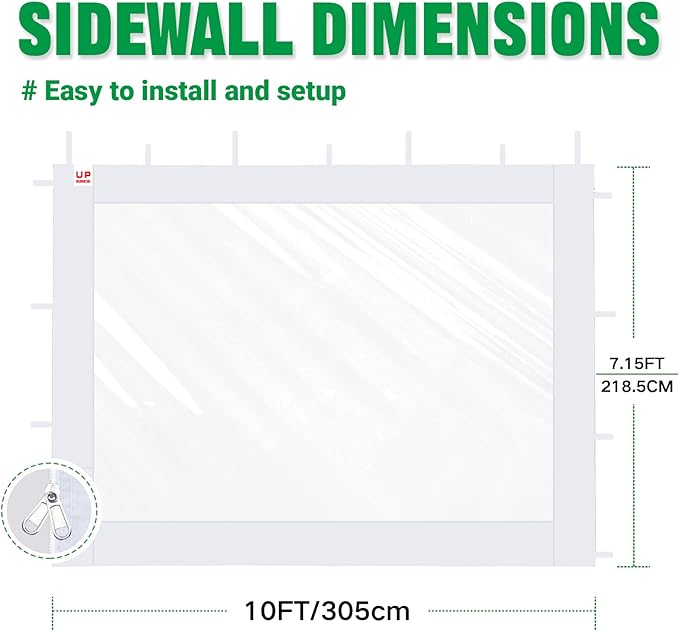 Clear Canopy Sidewalls for 10x10 Pop Up Tent, Transparent Window Curtain Cloth, 8 Mil PVC Enclosure Fabric with Zipper, Blue (3Pack Sidewalls Only, Not Included Frame&Top)