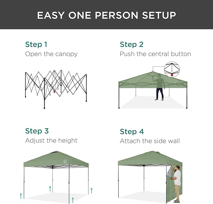 Best Choice Products 10x10ft Pop Up Canopy Tent with Sidewall, 1 Person 1 Minute Set Up, Carry Case, 4 Weight Bags - Sage Green