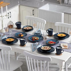 GaRcan Dinner Plate Tableware Set Vintage Ceramic Stoneware Set with Dinner&Dessert Plate,Bowl,Coffee Cups/Green-48-Piece (Blue16piece)