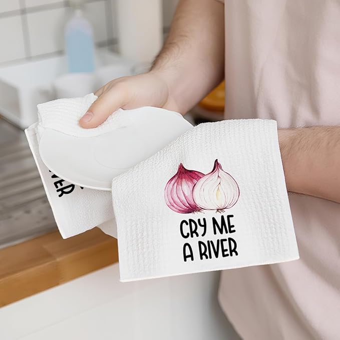 4Pcs Funny Kitchen Towels 24x14 Inch, Avocado Onion Asparagus Beet Waffle Weave Dish Towels for Kitchen Home Farmhouse, White Absorbent Microfiber Hand Tea Towel, Housewarming Gifts for Women Mom