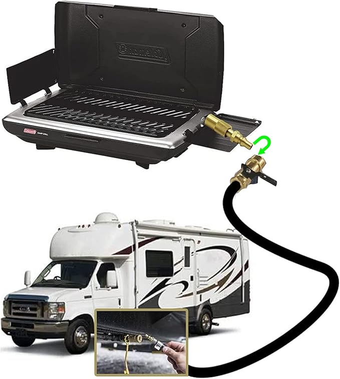 MENSI 1/4" Propane Adapter Quick Disconnect Fitting Compatible for Stansport, Camp Chef Mountaineer,Eureka Gonzo, Jetbroil Camping Stove Grill (Adapter with Quick Connect Valve 1/4")