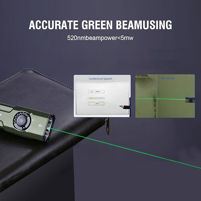 JETBeam E26 3000 Lumens Rechargeable flashlights high lumens,Combines White LED,Green Beam,5 Modes+Flash Light Super Bright Flashlight,Power by Rechargeable Built-in Battery,for camping,Emergency,Work