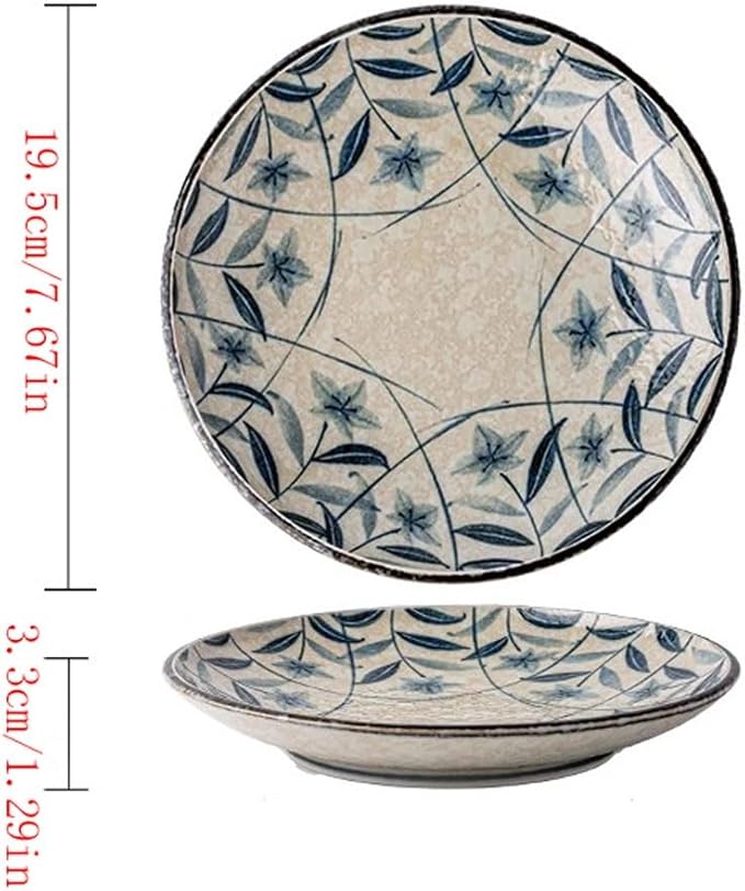Camping Plates Retro Handmade Underglaze Ceramic Dinner Plate Home Dining Tableware Decorative Plate
