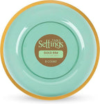 PARTY BARGAINS 13-Inch Charger Plates - 8 Pack, Transparent Green Gold Rim, Heavy-Duty Disposable Chargers for Elegant Dining - Ideal for Weddings and Formal Events