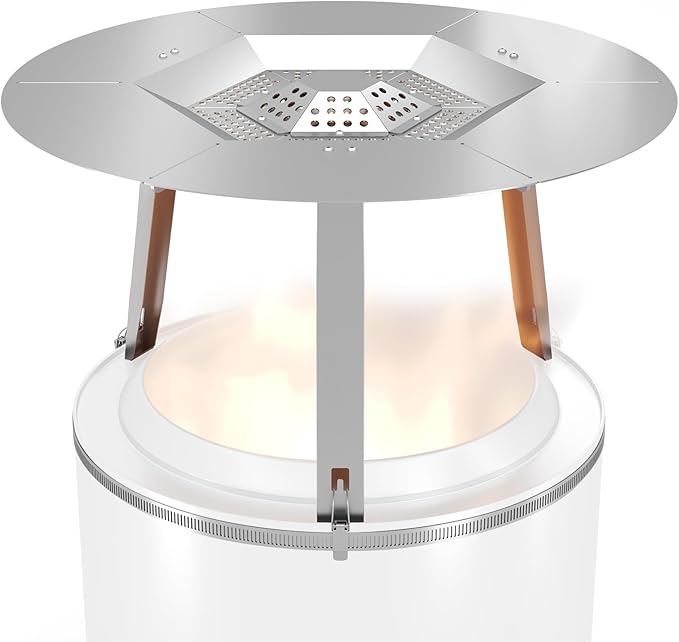 Upgraded Heat Deflector for Solo Stove Ranger 15’’, 304 Stainless Steel Heat Diffuser with Detachable Legs & Fix Hoop, Capture and Redirect Warmth, Camping Accessory