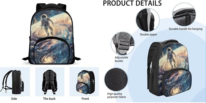 Astronaut Backpack for School Boys 6-7 Toddler School Backpack 3-4 Boys with Lunch Bag and Book Sleeve Casual Daypack Travel Rucksack for Kindergarten Students