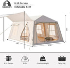 ABORON 2/6/8/10/12 Person Inflatable Camping Tent, Easy Setup Blow Up Tent with Hand Pump, PU3000mm Waterproof & Breathable 4 Season Glamping Tent for Outdoor Camping