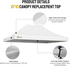CROWN SHADES 10x15 Canopy Replacement Top - Only Compatible with Crown Shades M150B Series, Canopy Top Cover, White (Top Only)