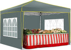 COBIZI 10x10 Pop up Canopy Tent Gazebos, Ez up Canopy 10x10 for Parties Beach Camping Party Event Shelter Sun Shade with 4 Sidewalls & Carry Bag 4 Stakes & Ropes & Sandbags, Grey