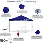 MASTERCANOPY Durable Pop-up Canopy Tent with Roller Bag (10x10, Dark Blue)