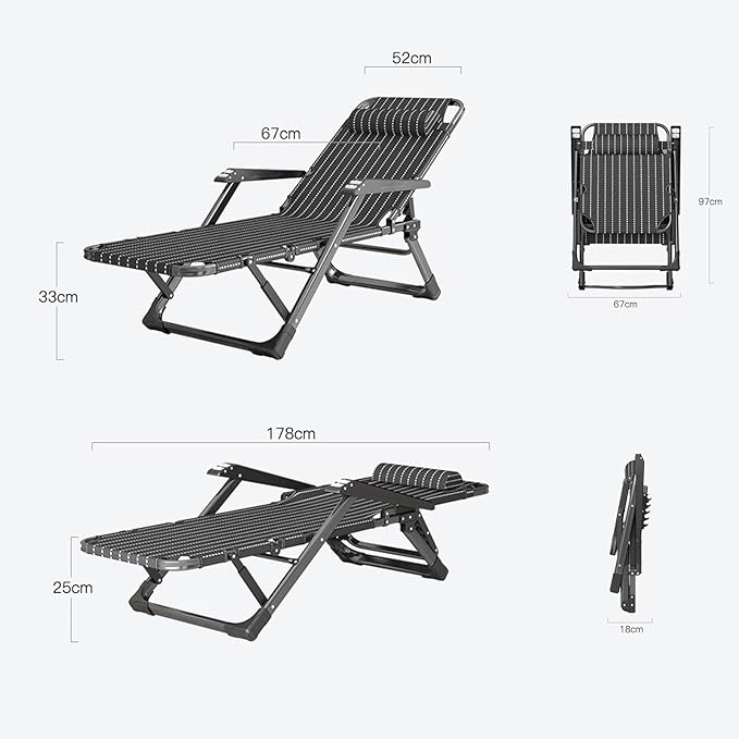 Folding Camping Cot with massage armrests, Outdoor Lounge Chair, Five-position backrest adjustment,10-position adjustable front legs, Sleeping Cots Bed, Heavy Duty Guest Bed for Home, Office Nap and O