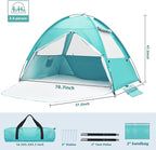 COVACURE 2026 New Upgraded Beach Tent Sun Shelter - UPF 50+ UV Protection Beach Shade for 3-4 Person, Waterproof & Lightweight, Easy Setup Portable Sun Canopy for Camping, Fishing, Beach (Green)