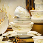 Camping Plates Elegant and Exquisite Ceramic Dinner Plates, Household Dishes, High-end and Tableware Decorative Plate