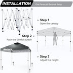 Nazhura 10' x 10' Pop Up Canopy Tent with Sand Weight Bag, Awing for Patio, Freestanding Sun Shelter for Picnic and Camping, One Person Setup, White (Grey)