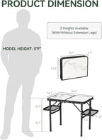 Titanker Folding Camping Table Small 2ft, Small Camp Table Portable with 50% Extra Space, Folding Picnic Table, Portable Beach Tables, Car Camping Essentials, Aluminum Light Solid