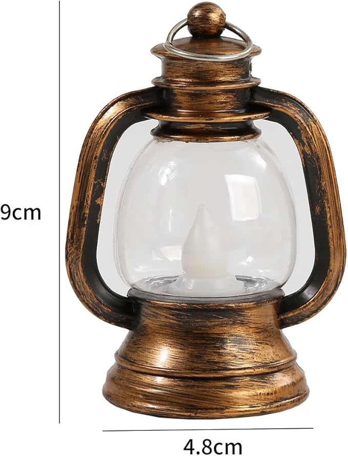 12 Pcs Mini Lanterns Decorative with LED Candle for Western Cowboy Xmas Home Decor Small Hanging Lantern Ornaments Camping Table Centerpiece Vintage Lantern Ornament