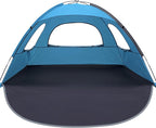 WhiteFang Beach Tent Anti-UV Portable Sun Shade Shelter for 3 Person, Extendable Floor with 3 Ventilating Mesh Windows Plus Carrying Bag, Stakes and Guy Lines (Blue)