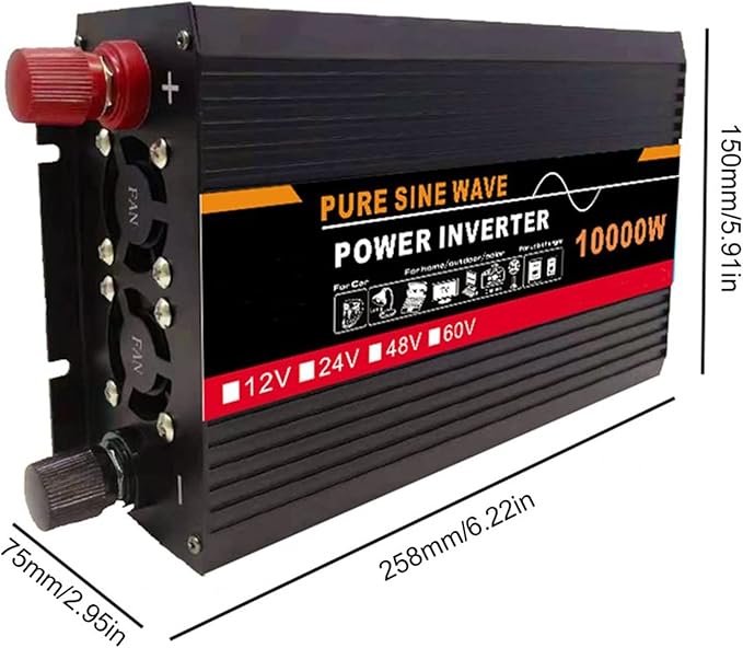 10000W Pure Sine Wave Power Inverter DC 12V 24V 48V 60V to AC 220V for Solar System Solar Panel Home Outdoor RV Camping (Color : 10000w, Size : 60-220v)