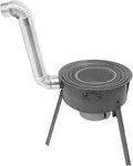 Wood Burning Stove with Grill Rack, Portable Camping Rocket Stove Chimney Charcoal Grill & Furnace Rings, for Outdoor Backyard Cooking, Picnic and Barbecue (Gray, 20.5 in)