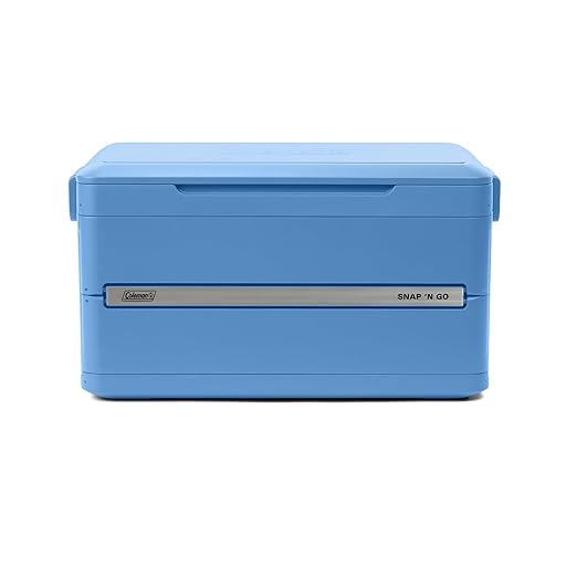 Coleman Snap N Go 55qt Collapsible Hard Cooler, Keeps ice Cold for up to 64 Hours, Holds up to 93 cans, Collapses up to 1/3 its Size, Can Hold up to 200 pounds, Blue Sky