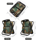 Large Size Portable Hiking Camouflage Camping Stool, 3 in1 Multifunction Fishing Backpack Chair, Folding Camping Chair Stool with Cooler Insulated Picnic Bag