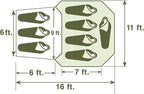 Wenzel Klondike 8 Person Water Resistant Tent with Convertible Screen Room for Family Camping