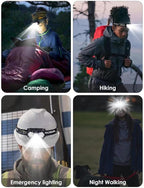 9 LED Headlamp Battery Powered, 1 Pack 2000 Lumens Headlight, 3 AAA Batteries Included, 6 Modes, Lightweight and Adjustable, IPX5 Waterproof Head Lamp for Camping, Outdoor, Running