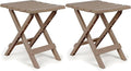 Camco Adirondack Portable Outdoor Camping Small Weatherproof Rustproof Durable Plastic Folding Side Table for Indoor and Outdoor Use, 2 Pack, Taupe