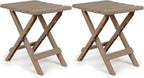 Camco Adirondack Portable Outdoor Camping Small Weatherproof Rustproof Durable Plastic Folding Side Table for Indoor and Outdoor Use, 2 Pack, Taupe