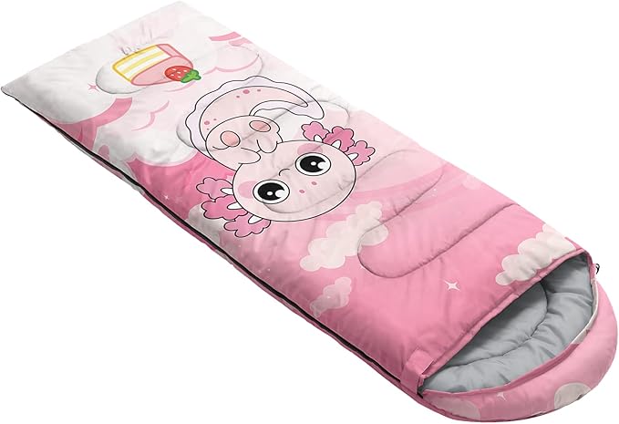 AILONEN Kawaii Panda Sleeping Bags,Lightweight & Waterproof,3 Season Warm & Cool Weather,Dreamy Purple Flower Animal Themed Sleeping Bags for Boys,Girls,Kids,Adults Travelling,Outdoors