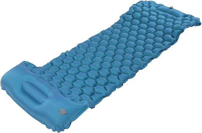 Camping Sleeping Pad Mat | 40D Nylon Fabric & TPU Laminate | Inflatable Cushion Mattress for Tent/Hiking/Travel | 2 - Way Valve, 700g Lightweight (Peacock Blue)