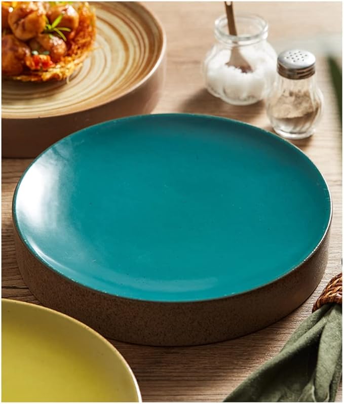 Camping Plates Dessert Plate Salad Plate Serving Plate Tray Stoneware Round Ceramic Dinner Plate Flat Dish Dish Cold Dish Tableware Decorative Plate(B,7 INCH)