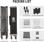 CROWN SHADES 10x10 Pop up Canopy Tent, Instant Commercial Canopy with Extend Awning, Patended Centerlock, 150D Silver Coated Fabric, 4 Ropes, 8 Stakes, 4 Weight Bags, STO 'N Go Bag, Grey