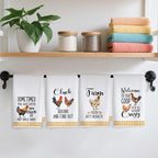 4Pcs Funny Farmhouse Chicken Rooster Kitchen Towels, Chicken Dish Towels, Rooster Decor Hand Towel for Bathroom Kitchen Decor, Cock Mom Lady Gifts, White Microfiber Dish Cloth Tea Towel, 24x14 Inch