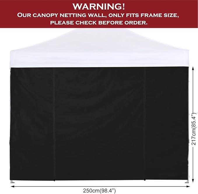 COOSHADE Instant Canopy SunWall 8x8 Canopy SideWall for Pop up Canopy Tent, 1 Pack Door Wall Only, Black