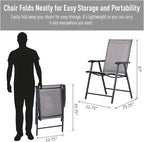 Folding Camping Chairs Set of 4, Portable Outdoor Chairs with Armrests - Heavy Duty Steel Frame, Breathable Mesh, Easy Carry for Camping, Fishing, Concerts