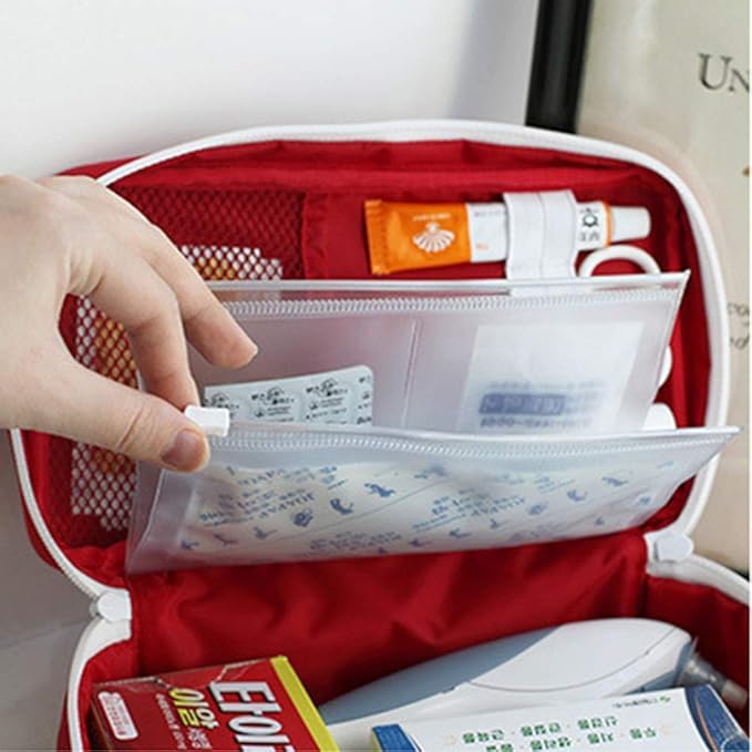 First Aid Bag - First Aid Kit Bag Empty for Home Outdoor Travel Camping Hiking, Mini Empty Medical Storage Bag Portable Pouch (Red)