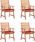 Patio Dining Chairs ,Outdoor Chairs,Coffee Chair,Study Chair,Bistro Chair,Fishing Chairs,Camp Chair,Garden Chairs,for Deck, poolside,Camping,Beach,Campsite,4 pcs with Cushions Solid Acacia Wood