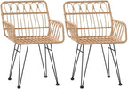 Patio Chairs 2 pcs with Armrest,Coffee Chair,Study Chair,Armchair,Garden Chairs,Outdoor Chairs,Camping Chair,Beach Chair,for Deck, Poolside,Camping,Beach,Campsite,22"x25.2"x31.5" PE Rattan