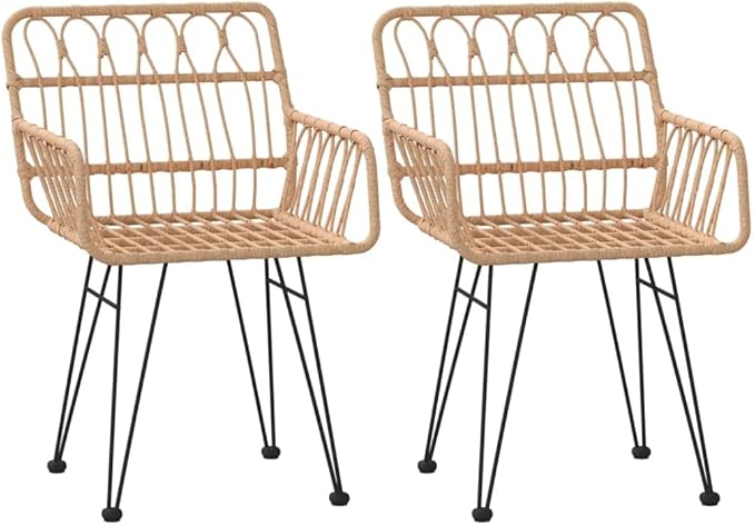 Patio Chairs 2 pcs with Armrest,Coffee Chair,Study Chair,Armchair,Garden Chairs,Outdoor Chairs,Camping Chair,Beach Chair,for Deck, Poolside,Camping,Beach,Campsite,22"x25.2"x31.5" PE Rattan